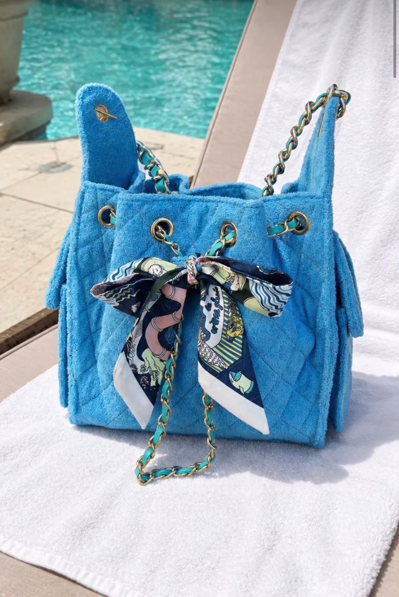 The Riviera Bucket Bag (Blue) Small