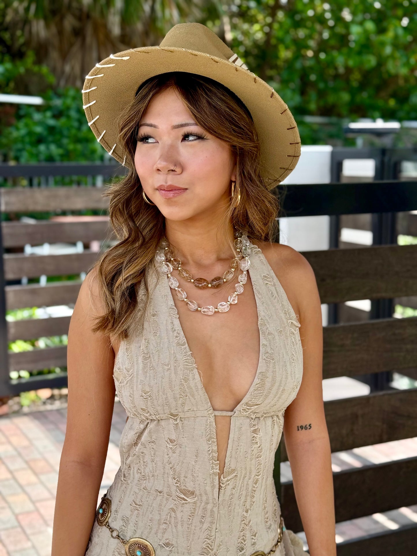 The Akumal (Khaki & Gold) | Luxury Handmade Straw Hat