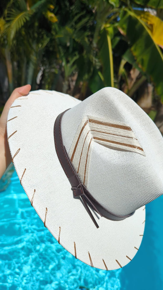 Akumal (White & Gold) | Luxury Handmade Straw Hat