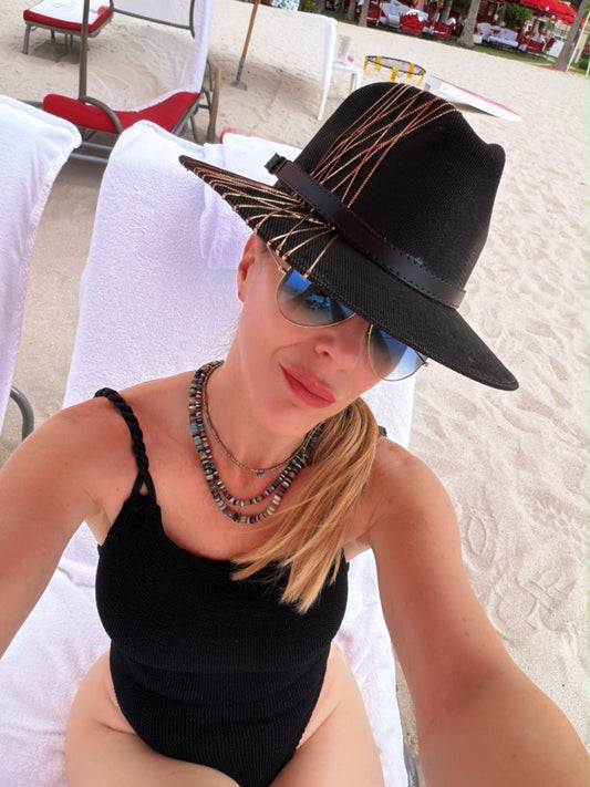Soleil (Black/gold)| Luxury Handmade Straw Hat