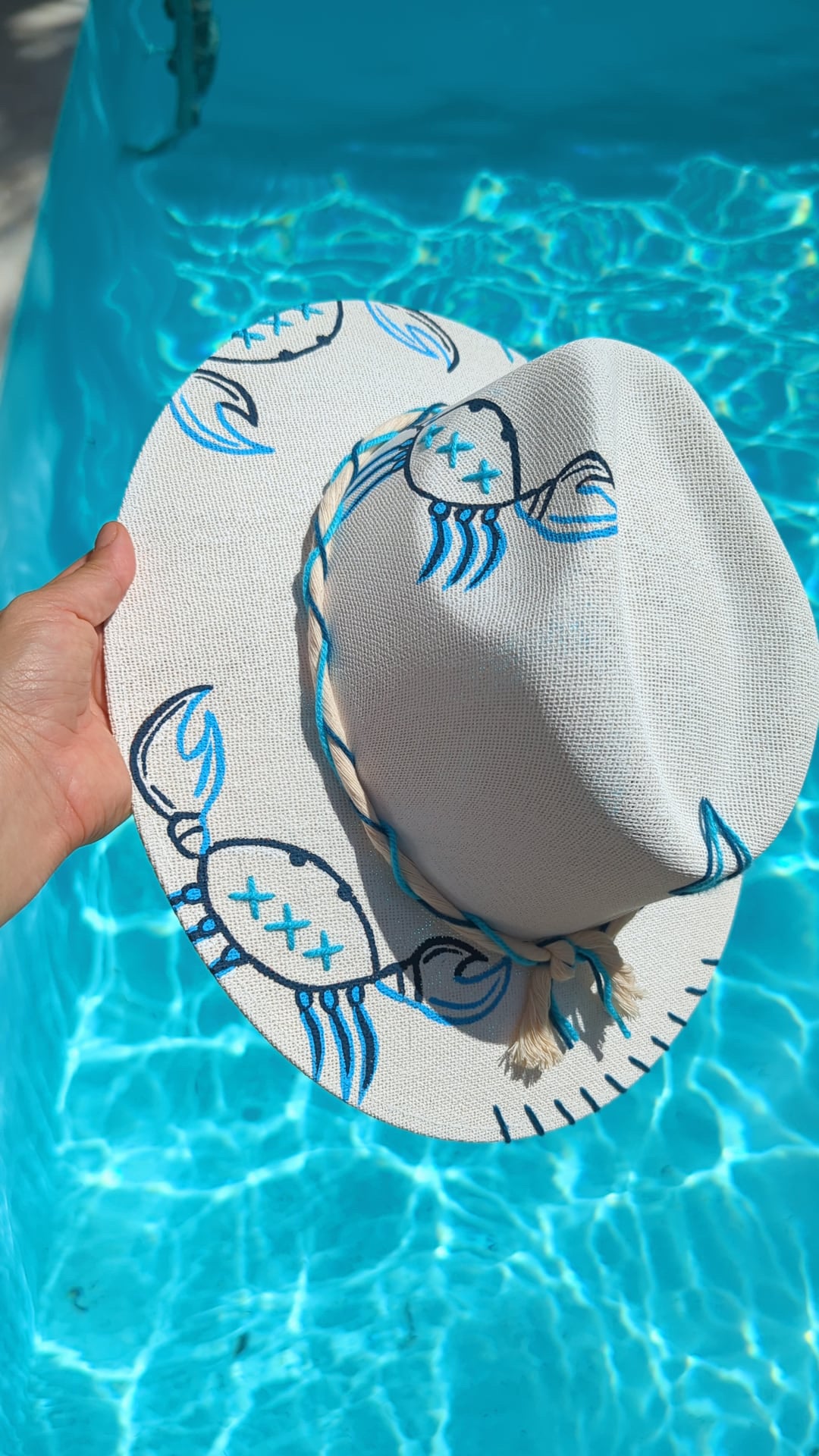 Blue Crab Island| Luxury Handmade Straw Hat