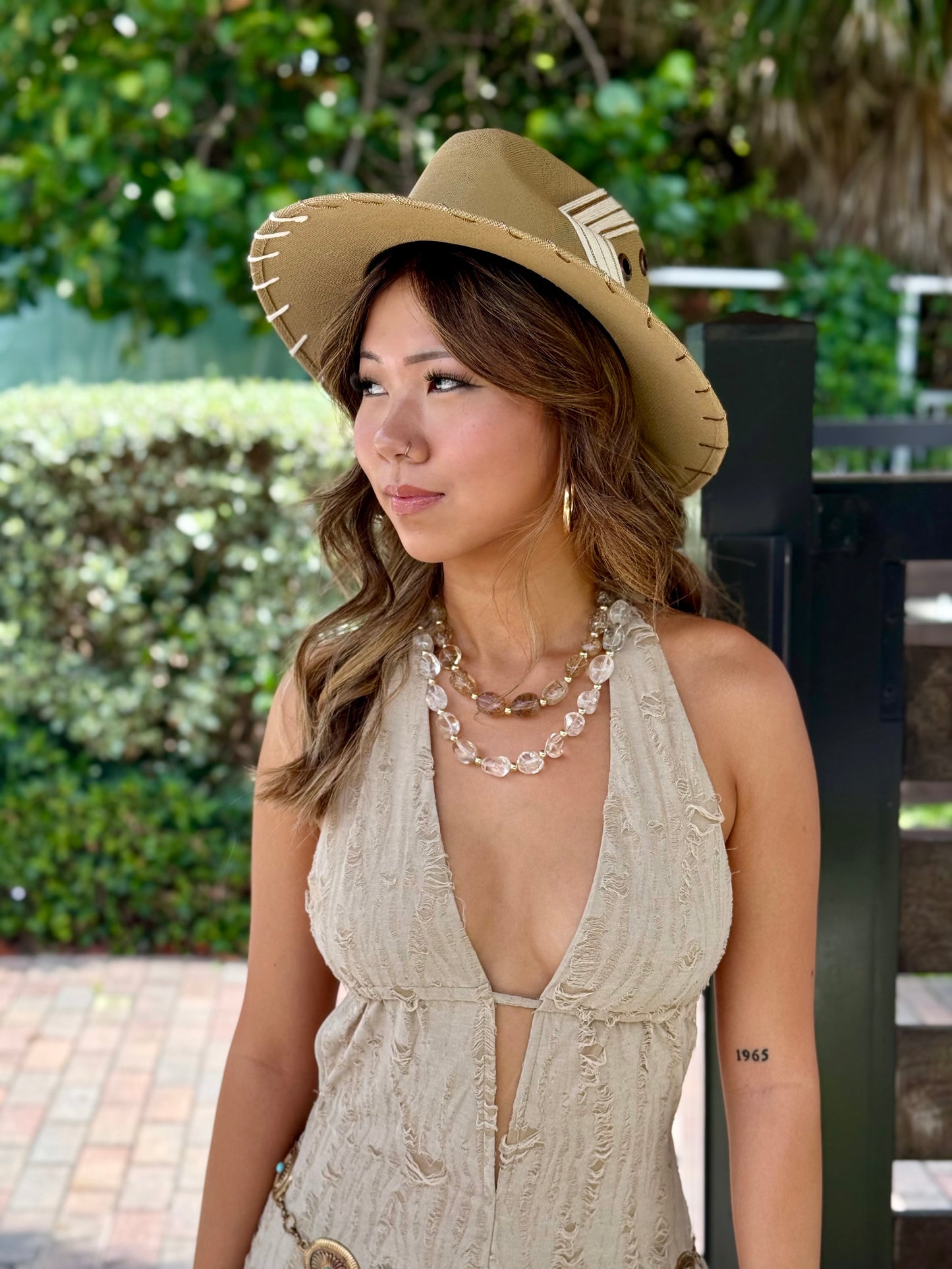 The Akumal (Khaki & Gold) | Luxury Handmade Straw Hat