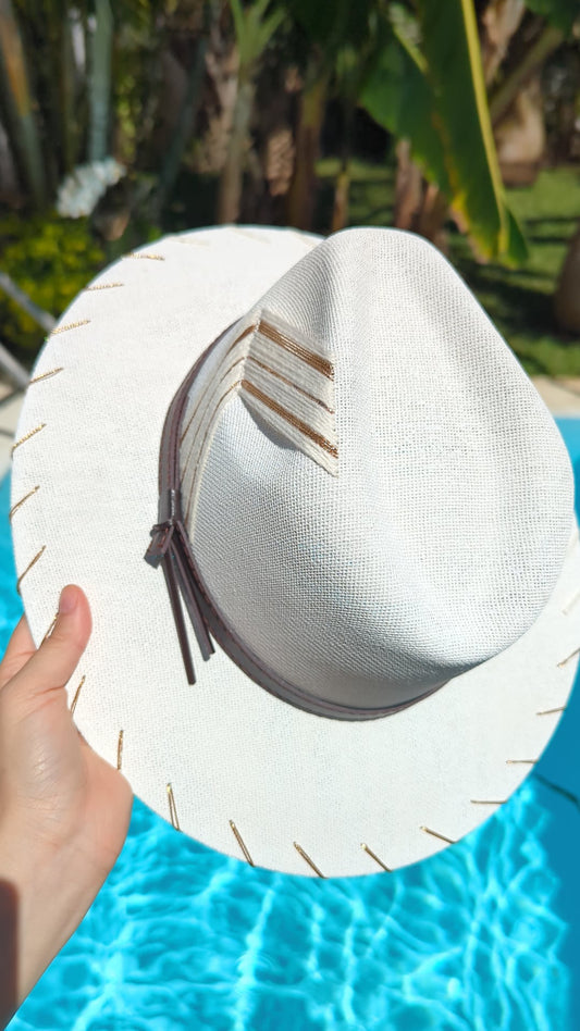 Akumal (White & Gold) | Luxury Handmade Straw Hat